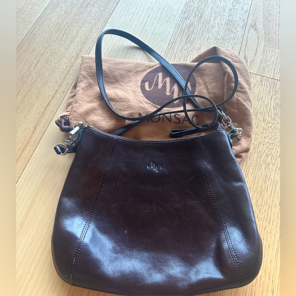 Monday Brown Leather Purse with bag protector